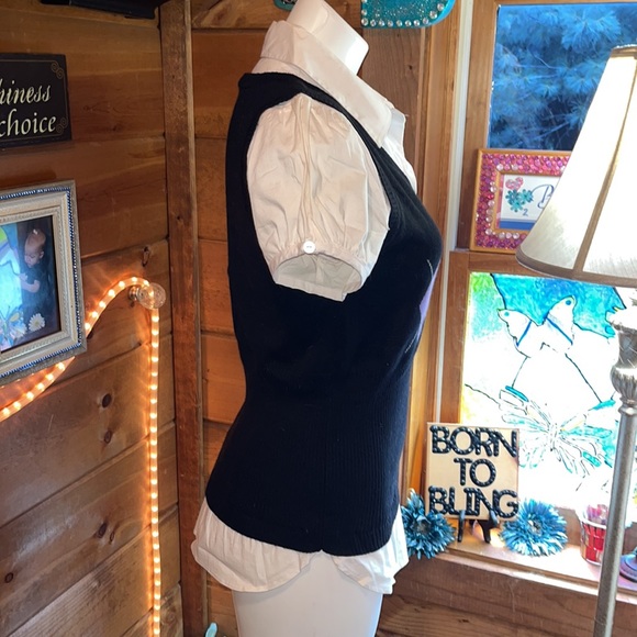 AB STUDIO SHIRT & SWEATER VEST TOGETHER CUTE NWOT - Picture 3 of 5